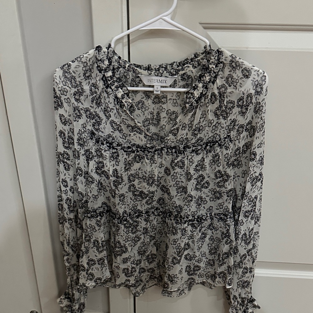 INTERMIX Monochrome Floral Blouse